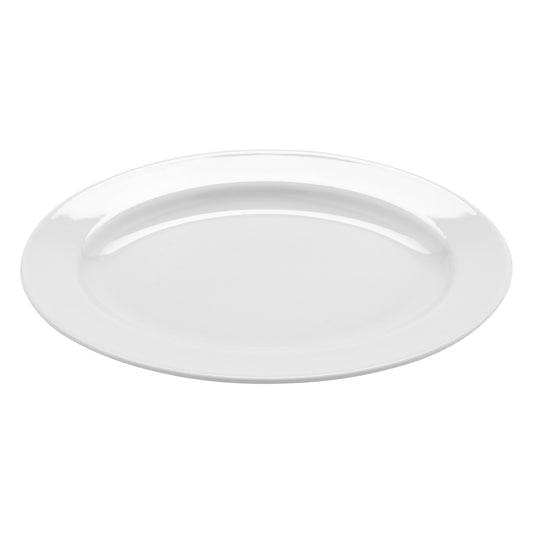 10" x 7 1/2" Bright White Porcelain Rolled Edge Oval Platter with Rim, Corona Actualite (12 Pack)