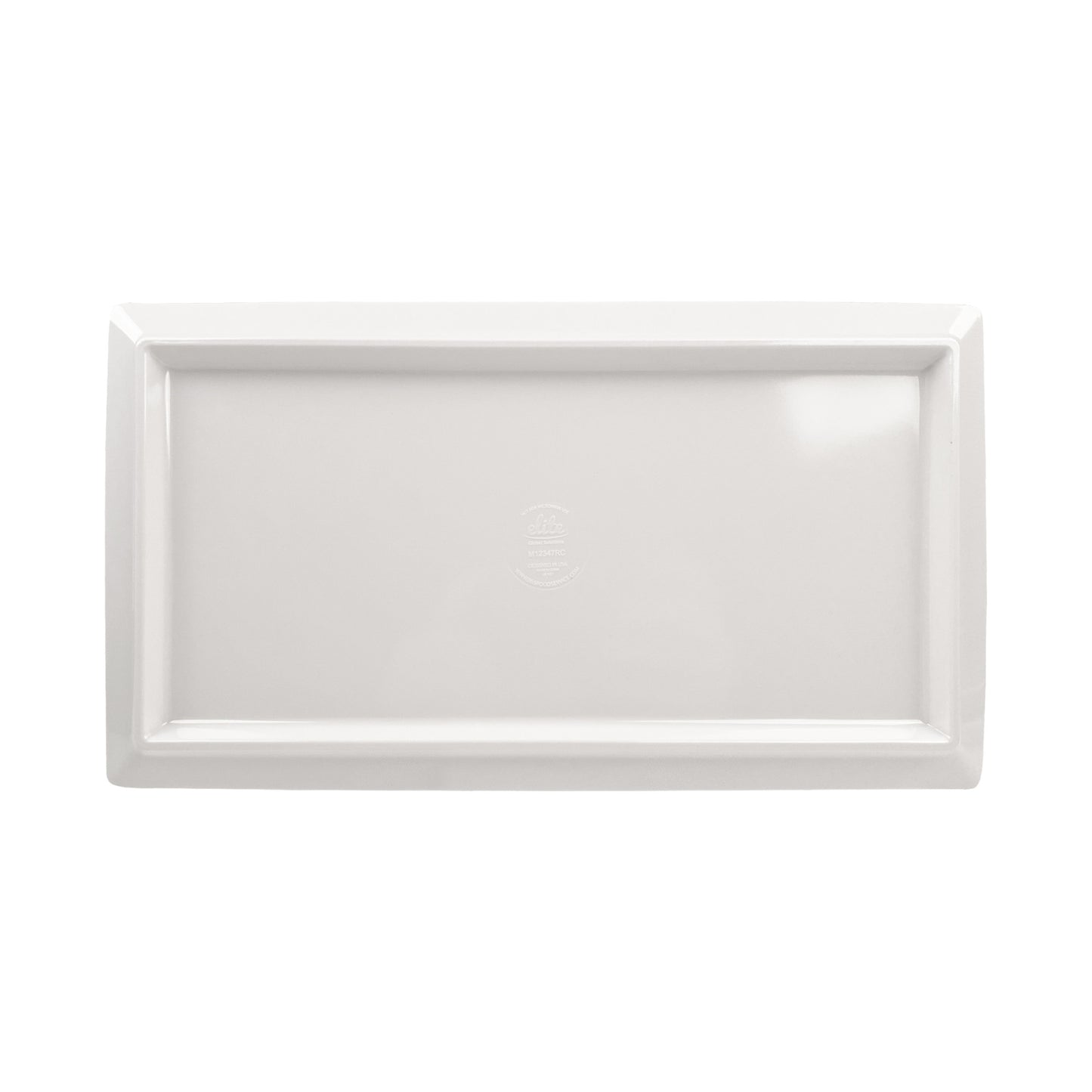 Melamine Rectangular Plate - White w/ Black Decal