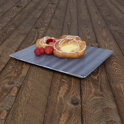 Melamine Rectangular Plate - White w/ Lapis Decal