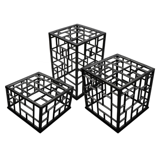 Set of 3, Black, Powder-Coated Aluminum, Mondrian Risers (10 L x 14.5 H, 11 L x 10.75 H, 13 L x 6.75 H), Bugambilia, Mondrian Risers
