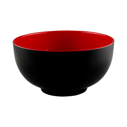 Melamine Round Two-Tone Bowl - Black Outside, Red Inside