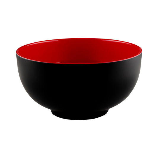 Melamine Round Two-Tone Bowl - Black Outside, Red Inside