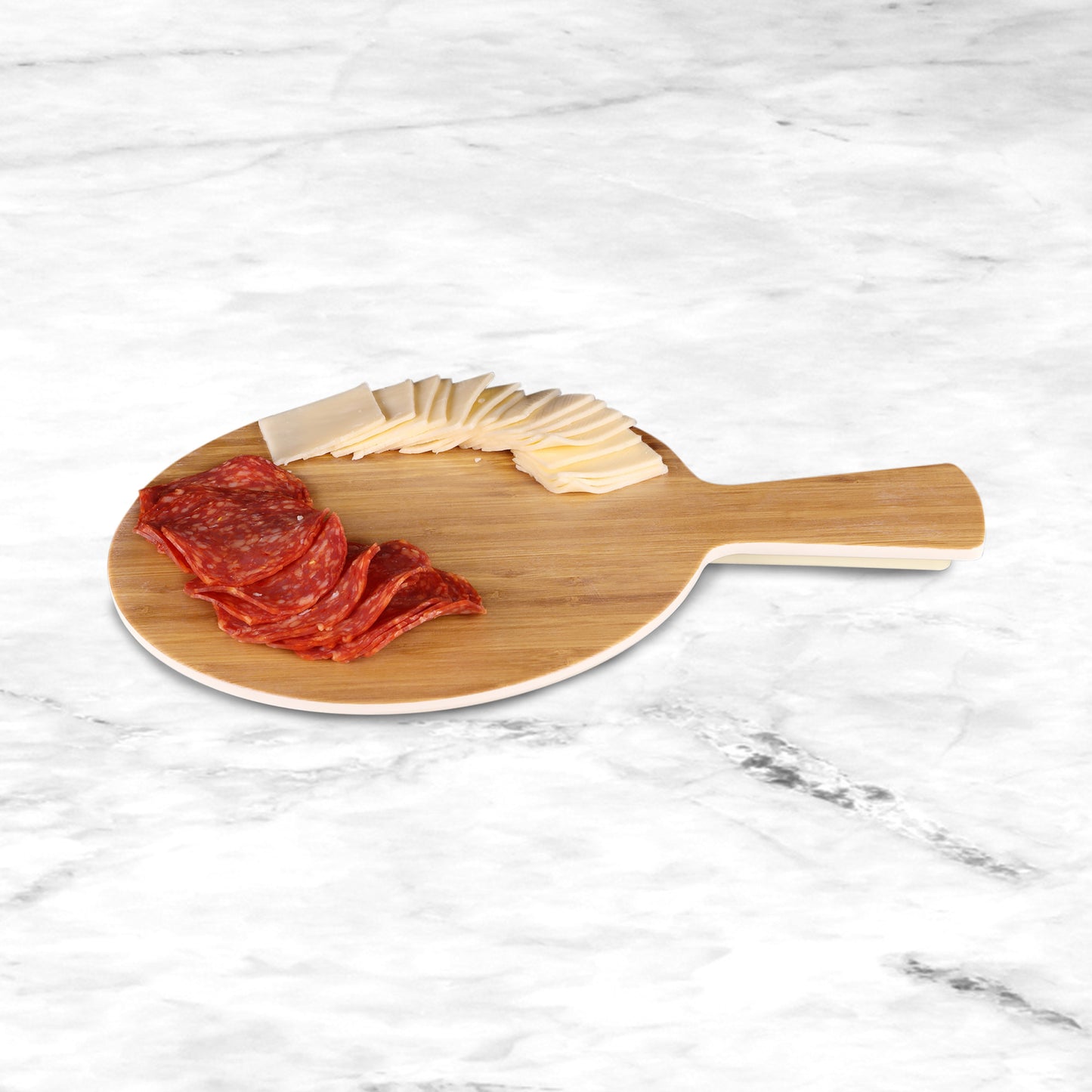 Melamine Round Serving Board - Bamboo