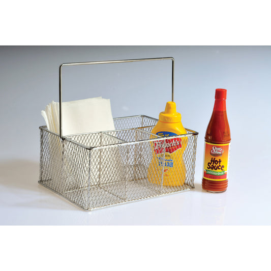 9.375" x 6.875 Mesh Wire Flatware Basket, 4.5" Deep