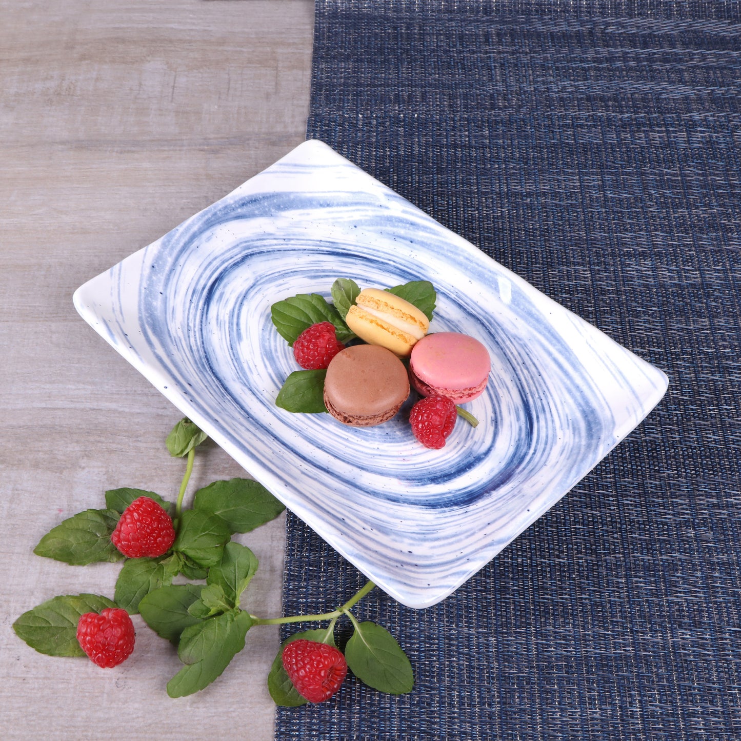 Melamine Rectangular Plate - Navy Design