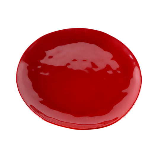 Melamine Round Plate - Red Glaze