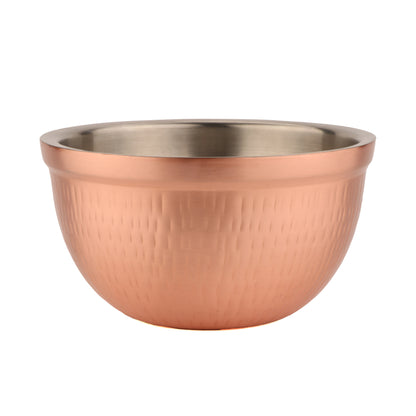 5 qt. (5.3 qt. rim-full), 11" Dia. Double Wall Stainless Steel Insulated Bowl with Hammered Copper Finish, 5.5" deep