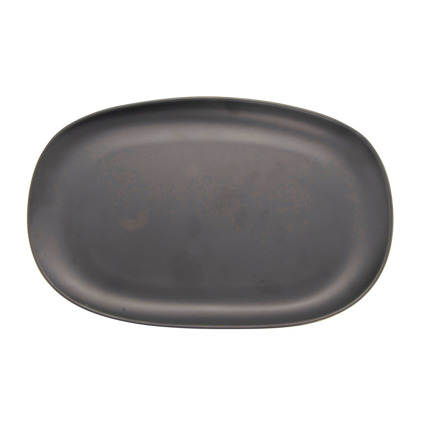 14" x 10" Dark Gray, Melamine, Oval Coupe Platter, 1.24" H, G.E.T. Riverstone (12 Pack)