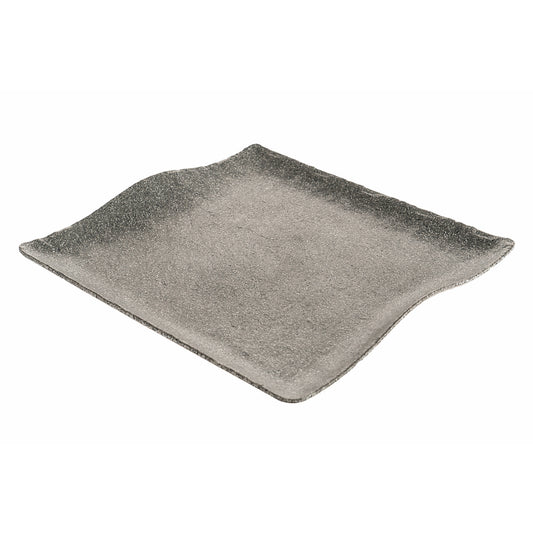 11" infuse stone grey square melamine platter (small), 11"L x 11"W x 1.5"H, GET, cheforward