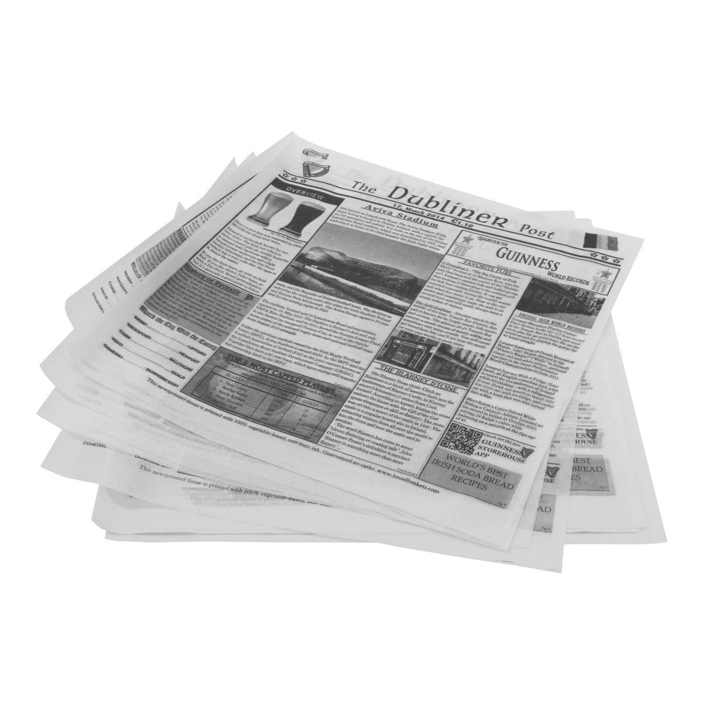 Wax-Coated Newspaper Theme Food Basket Liner / Deli Wrap Pap