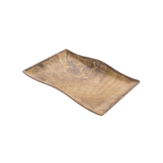 14.5" transform olive wood rectangle melamine platter (small), 14.5"L x 10.2"W x 1.38"H, GET, cheforward
