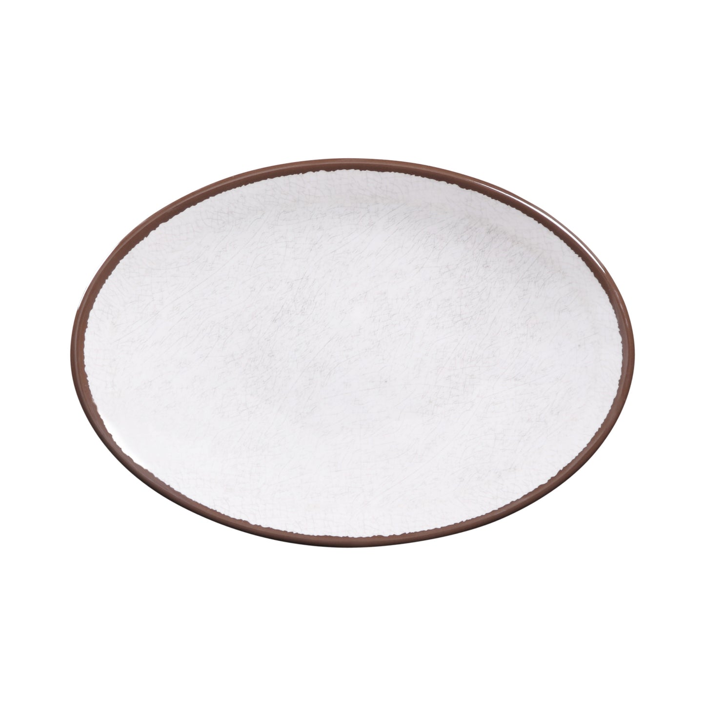 Melamine Oval Crackle Plate - White