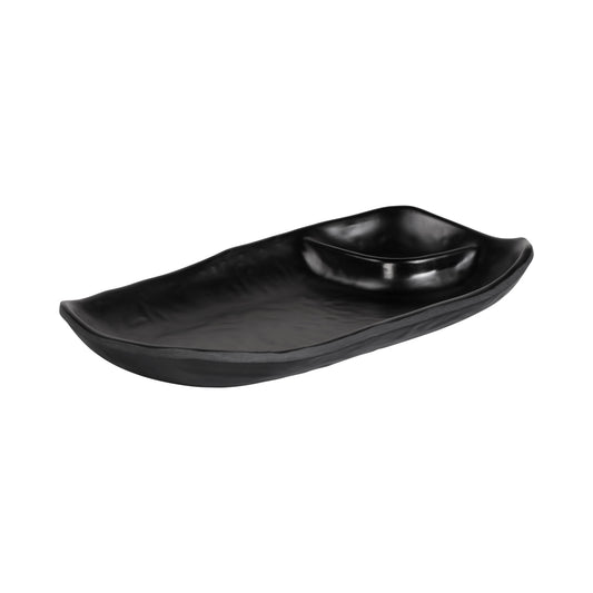 Melamine Two-Compartment Tray - Black
