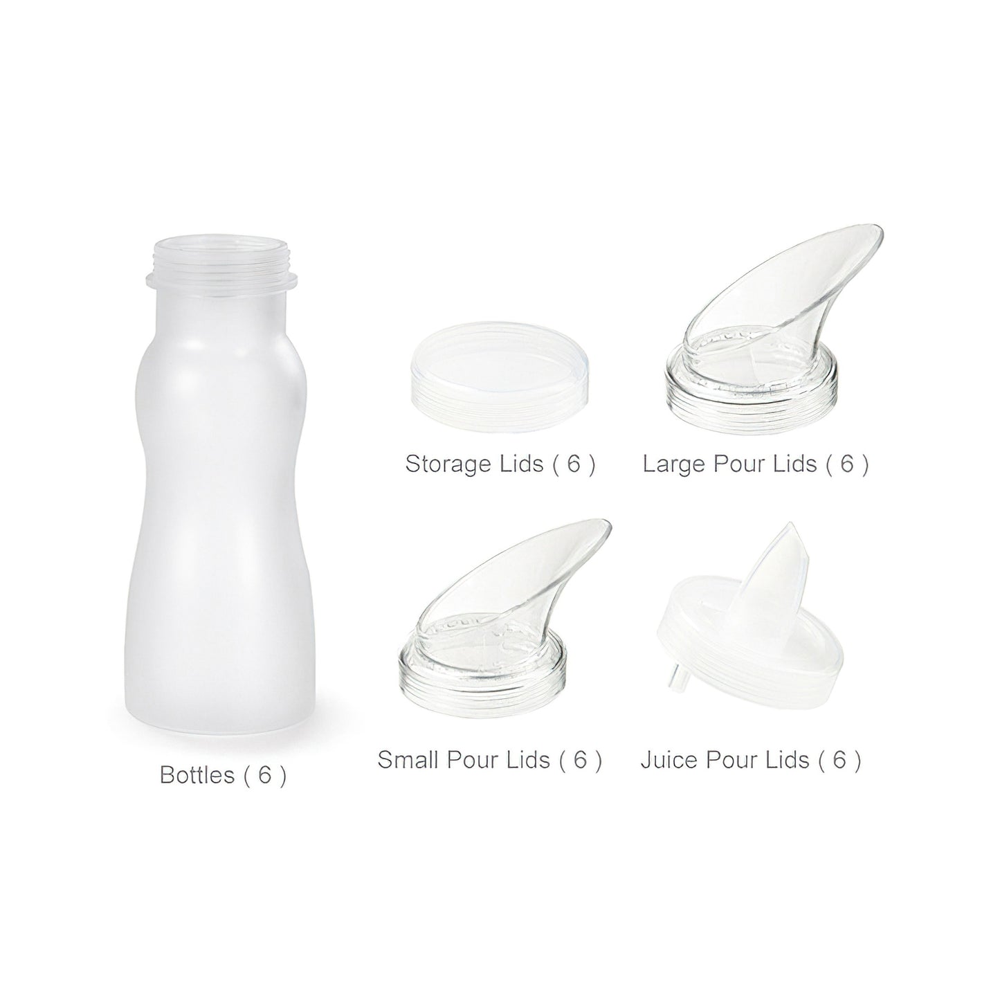 30 pc. Set - 6 (Six)16 oz. Salad Dressing Bottles & 24 Lids