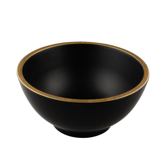 Melamine Round Bowl - Black w/ Gold Decal