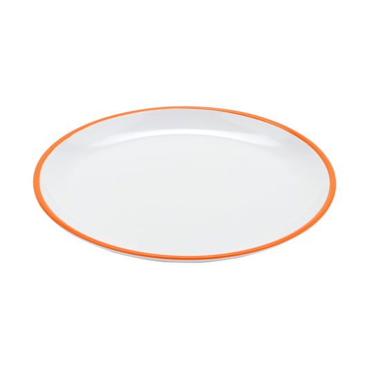 7" White with Orange Trim, Melamine Bread, Side Dish, Round Plate, G.E.T. Settlement Oasis (12 Pack)