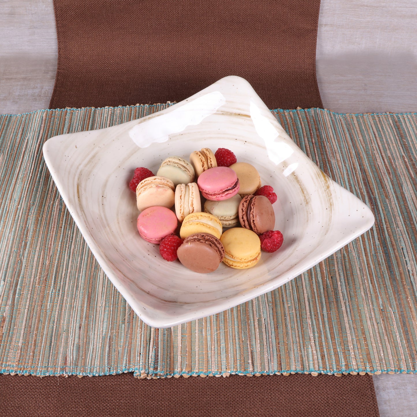 Melamine Square Bowl - Taupe Design
