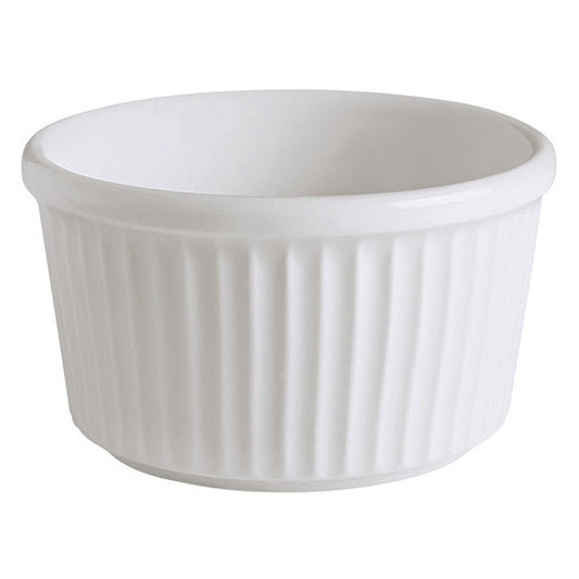 6.8 oz. Bright White Porcelain Medium Ramekin  w/Ribbed Texture, 3 3/4" Dia., Corona Actualite (Stocked) (12 Pack)
