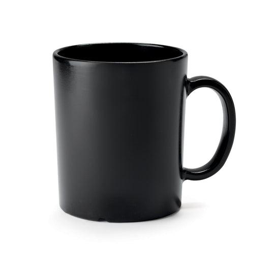 8 oz. Tritan, Black, Coffee Mug with Handle, (10 oz. rim-full), 3" Top Dia., (4.25" Top Dia., with Handle), 3.5" Tall, 3.25" Deep, G.E.T. Cups & Mugs (12 Pack)