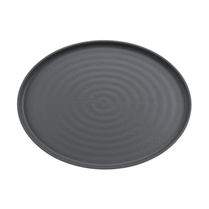 16" x 12" Melamine Oval Platter, Gray Matte inside/ Black Matte outside, GET. Roca.