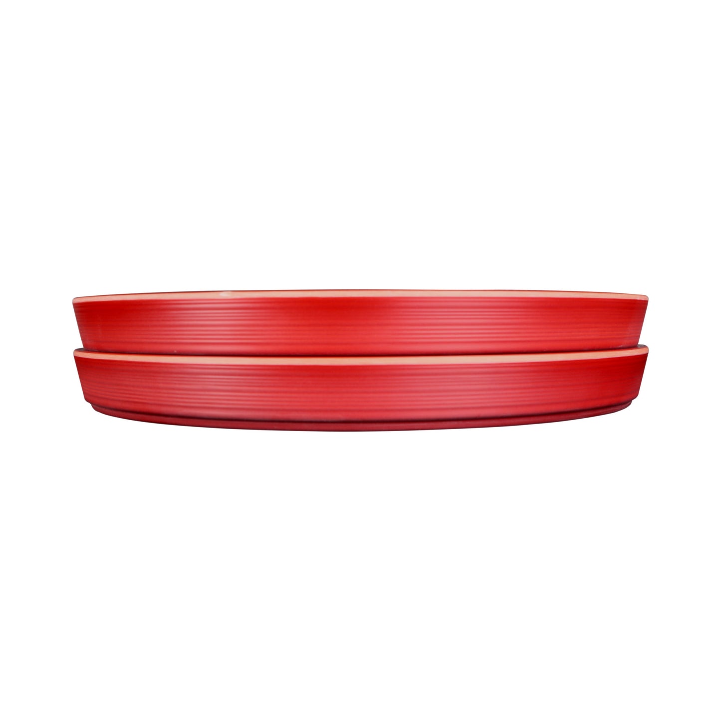 Melamine Round Coupe Plate - Red Glaze