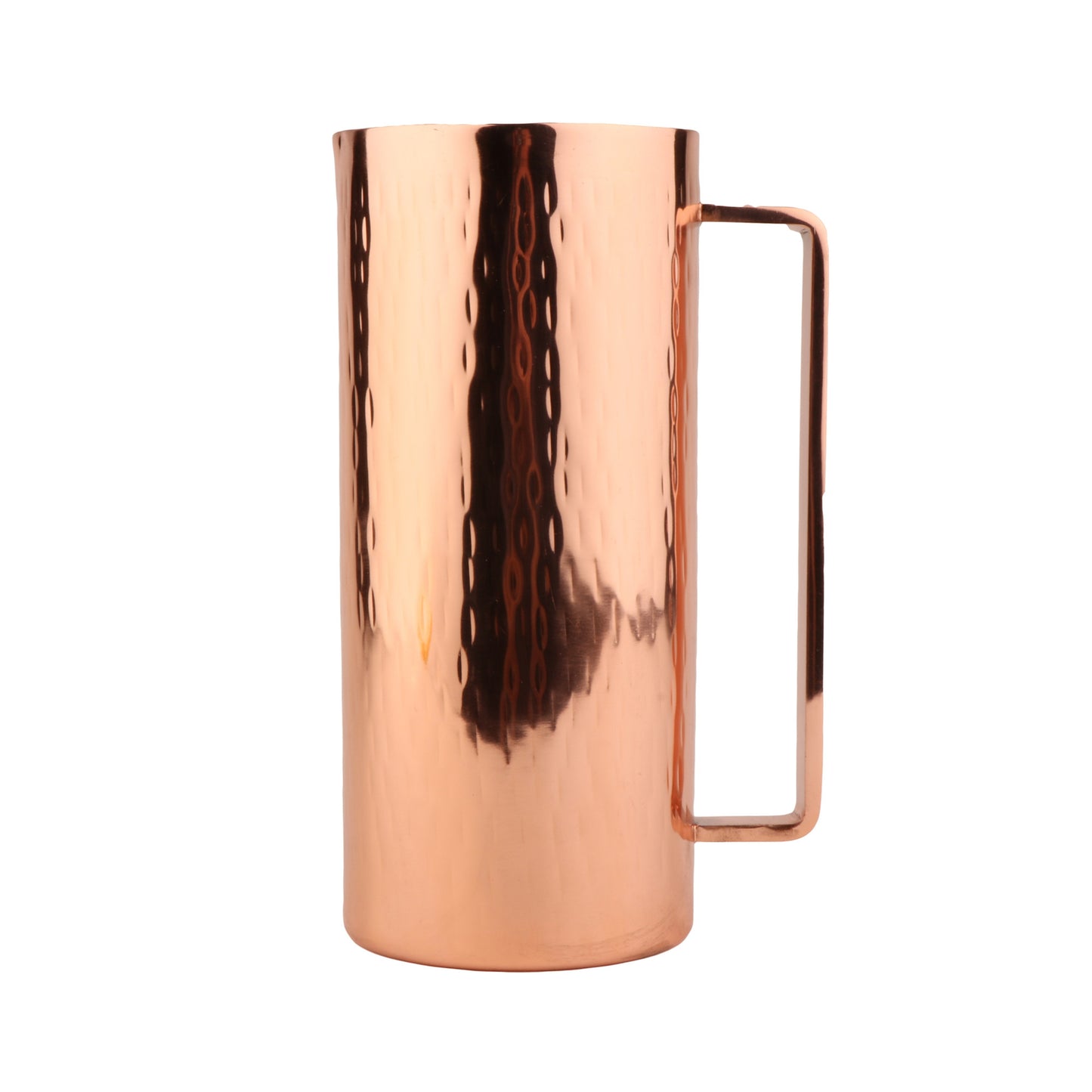 1.6 qt. Copper, Hammered Finish, Double Wall Pitcher with Handle, (2.1 qt. rim-full), 4.8" Top Dia., 10" Tall, G.E.T. Copper Drinkware