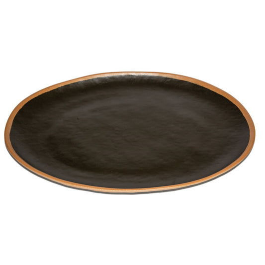 18" x 13" Brown, Melamine Oval Platter, G.E.T. Pottery Market Glazed