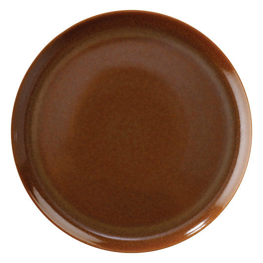 11" Caramel Reactive Glaze Porcelain Coupe Plate, Corona Cosmos Venus (Stocked) (12 Pack)