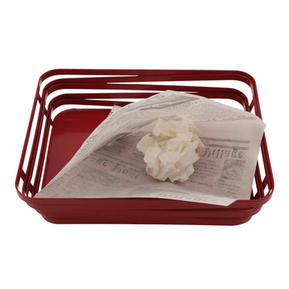 7" x 7" Food-Safe Double-Open Bag / Wire Cone Basket Liner / Deli Wrap, Village Post Newsprint White, 2000 pieces./cs.