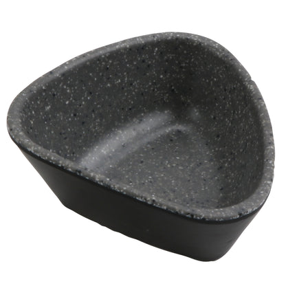 3.5 oz revive stone grey/black triangle melamine ramekin with organic texture, 3.69"L x 3.44"W x 1.63"H, GET, cheforward
