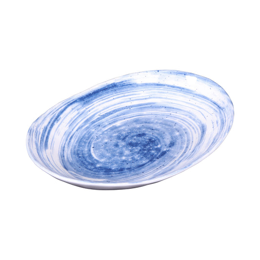 Melamine Deep Oval Plate - Navy Design