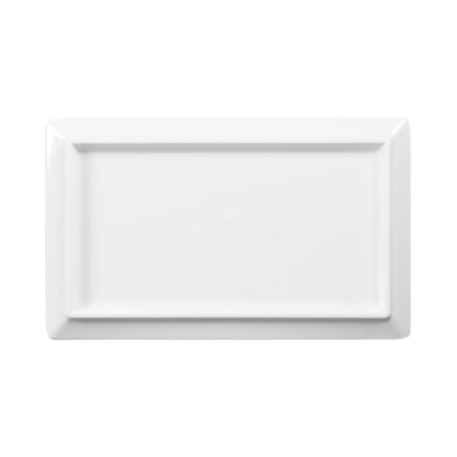 Melamine Rectangular Plate - White w/ Lapis Decal