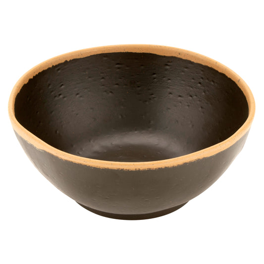 1 qt. Brown, Melamine, Large Salad Bowl, (1.2 qt. rim-full), 7" Top Dia., 2.5" Deep, G.E.T. Pottery Market Glazed (12 Pack)