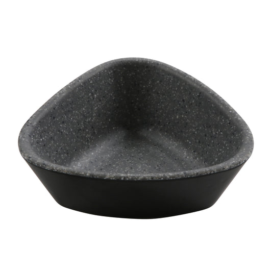 4.5 oz revive stone grey/black triangle melamine ramekin with organic texture, 4.19"L x 3.75"W x 0.75"H, GET, cheforward