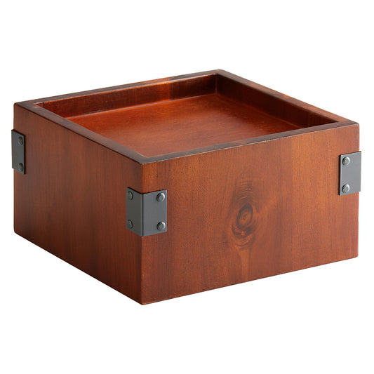 9.5" Square Wood Riser with Metal Brackets for Acrylic Juice / Beverage Dispenser, 5" tall (fits DISP-3)