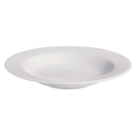 9.7 oz. Bright White Porcelain Soup Bowl with Rim, 9" Dia., Corona Actualite (12 Pack)