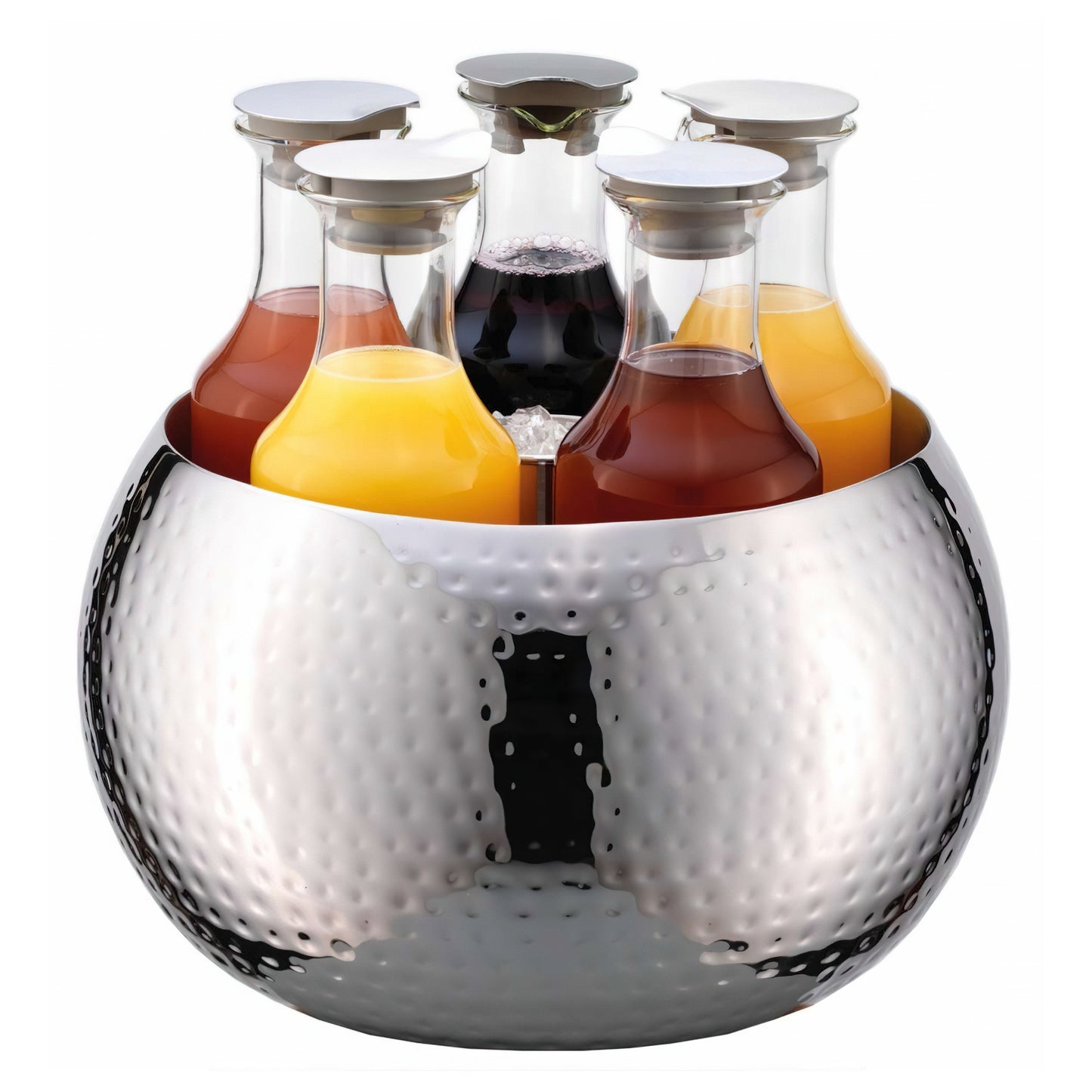 CARAFINE Beverage-Set 'Hammered Quintet'   Model Stainles
