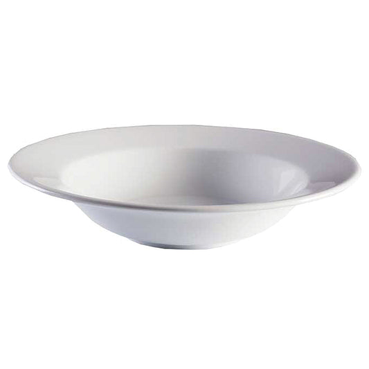 18.2 oz. Bright White Porcelain Rimmed Bowl, 9 3/4"Dia., Corona Actualite (Stocked) (12 Pack)