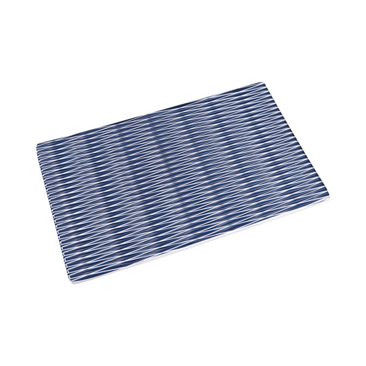 Melamine Rectangular Plate - White w/ Lapis Decal