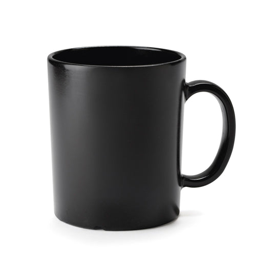 12 oz. Tritan, Black, Coffee Mug with Handle, (16 oz. rim-full), 3.5" Top Dia., (4.8" Top Dia. with Handle), 4.1" Tall, 3.9" Deep, G.E.T. Cups & Mugs (12 Pack)