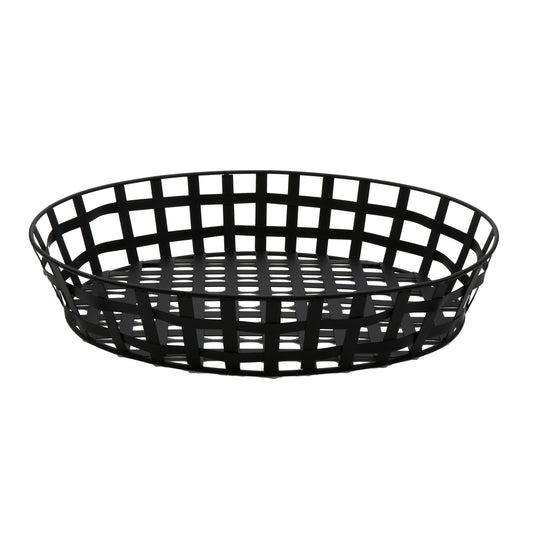 19.5" L x 15" W x 4" H, Black, Iron Powder Coated, Oval Basket, (3.5" Deep), G.E.T Harvest Baskets