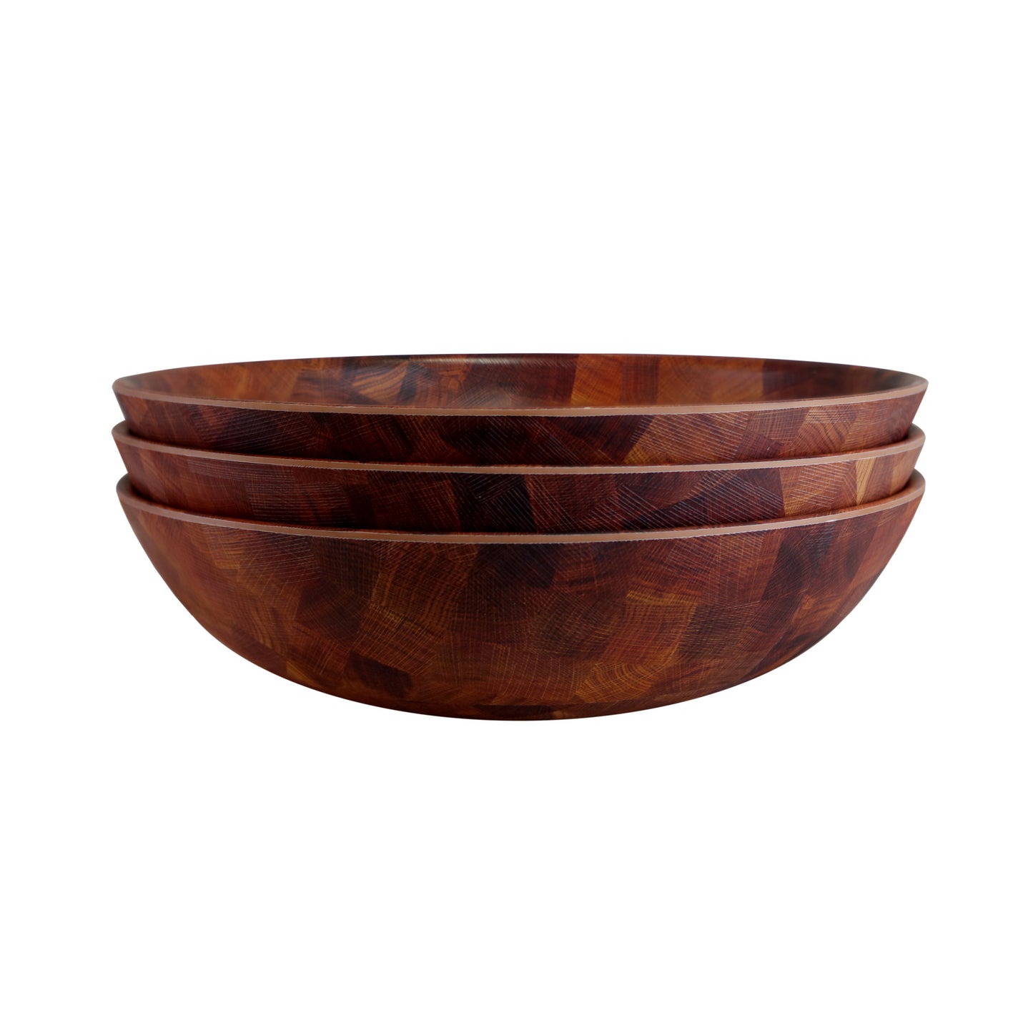 Melamine Round Bowl - Checkered Wood