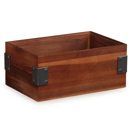 9" x 6" Rectangular Stackable Wood Display Box with Metal Brackets / Condiment Organizer, 4" tall (fits MTS-20M, MTS-20L)