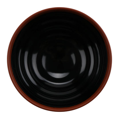 54.65 oz balance shiny black/matte terra cotta spiral melamine bowl, 9"L x 9"W x 3.75"H, GET, cheforward