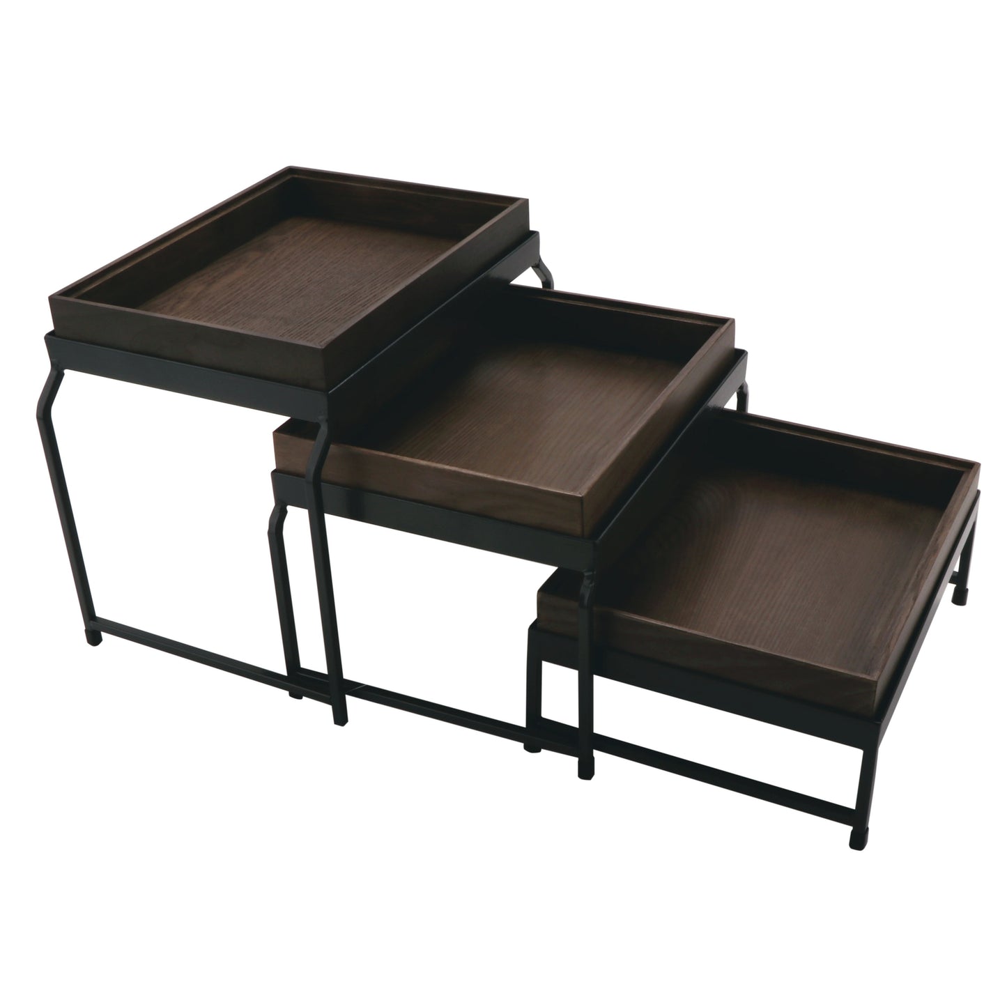 3-Tier Nesting Stand Set, Set Includes IR-735-MG Stand with 3-Each WB-1292WD-GA Grey Ash Wooden Boxes