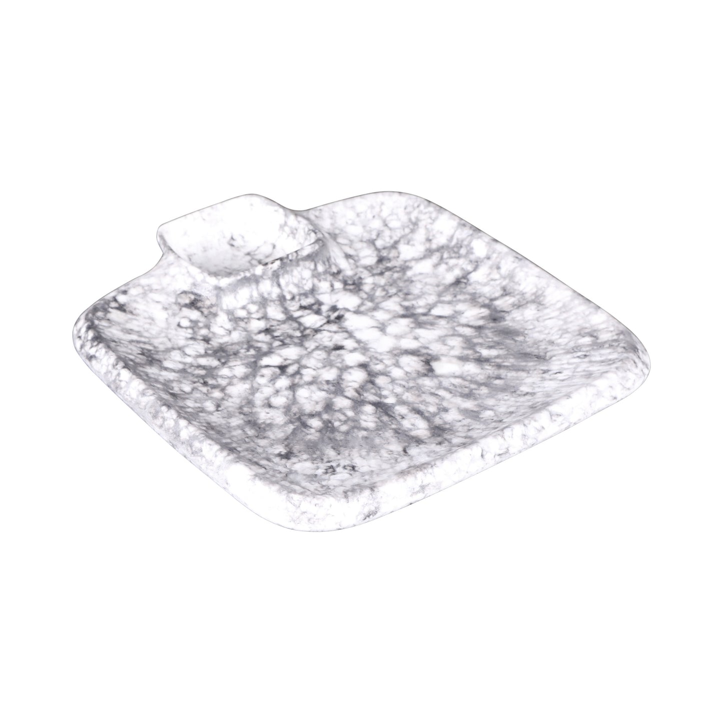 Melamine Square Chip & Dip Plate - Black Marble