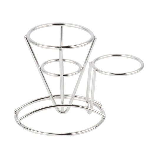 Metal Cone French Fry Holder with Sauce Cup Holder