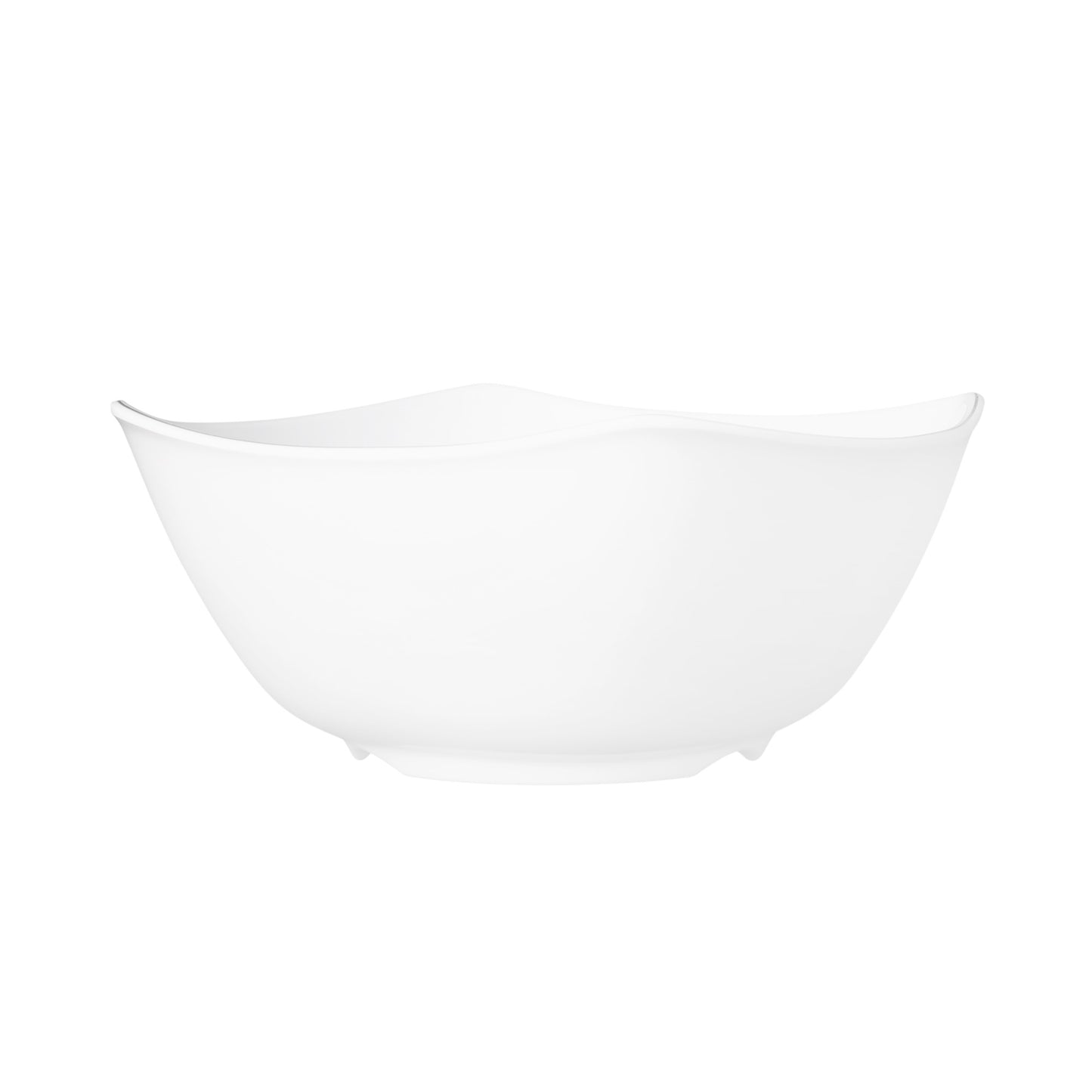 Melamine Curved Square Bowl - White w/ Black Trim