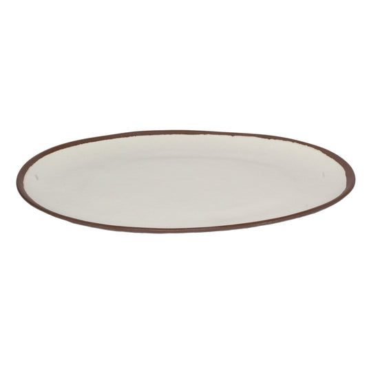 15" x 11" Cream, Melamine, Oval Platter, G.E.T. Pottery Market Glazed