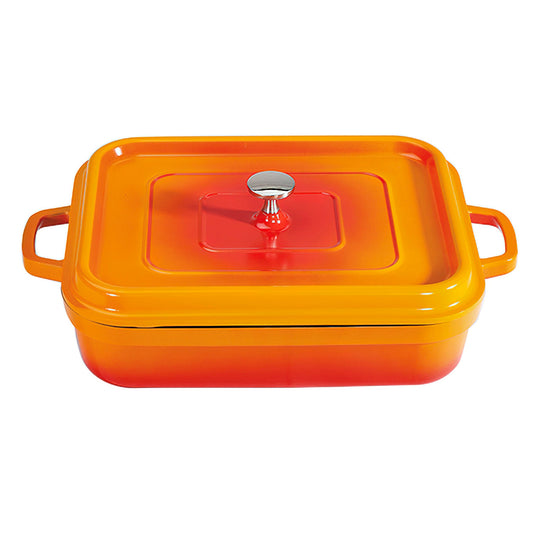 5 qt. (5.25 qt. rim-full), 12.88" x 10.88" Induction Ready Rectangular Roaster w/ Lid, 2.76" deep (Clear Coat)
